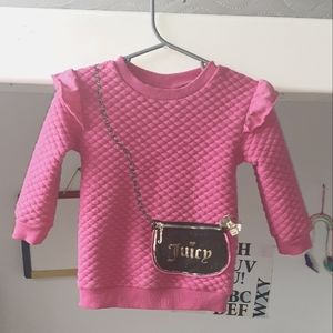 Vintage baby girl pink juicy couture sweater w/black & gold zipper purse design